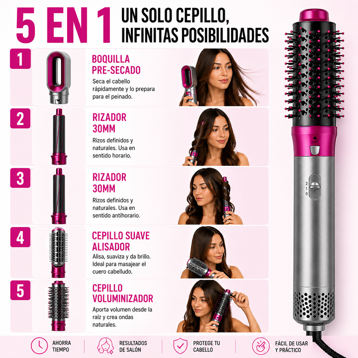 El Cepillo Secador 5 en 1 que transforma tu cabello en minutos